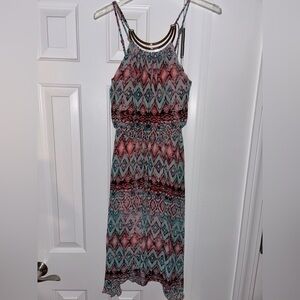 No Boundaries Geometric Maxi Dress - Pink and Blue